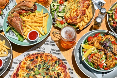 image showing plates of various foods from the Hoopla Cafe